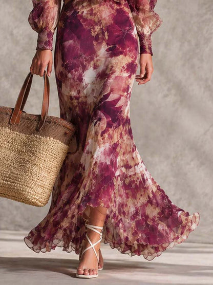 Vestido Maxi de Gasa Rosa con Hombros Descubiertos Precio rebajado