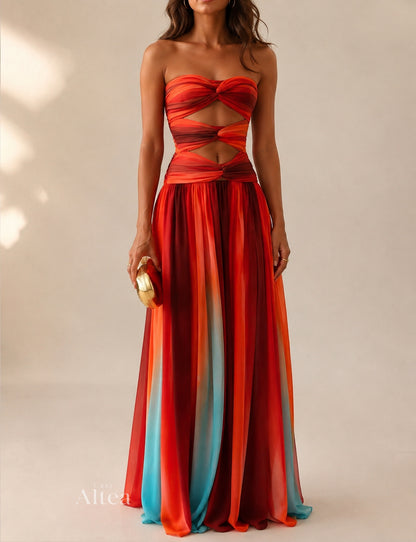 Alba Vestido Maxi Calado con Degradado Tie-Dye