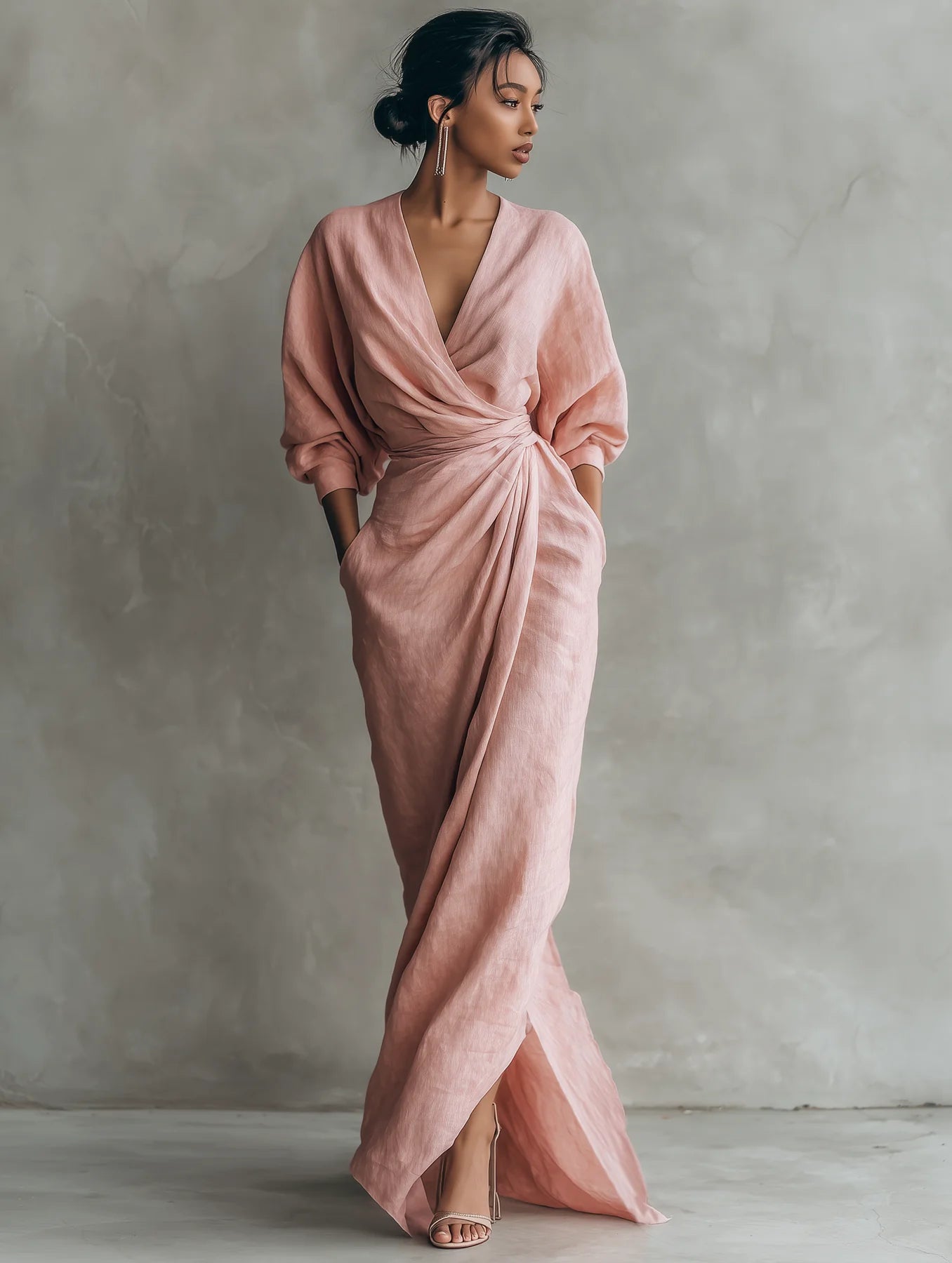 Lorena Vestido Maxi de Lino con Escote en V