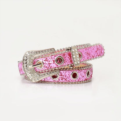 Cinturón de mujer con hebilla de strass, moderno y original