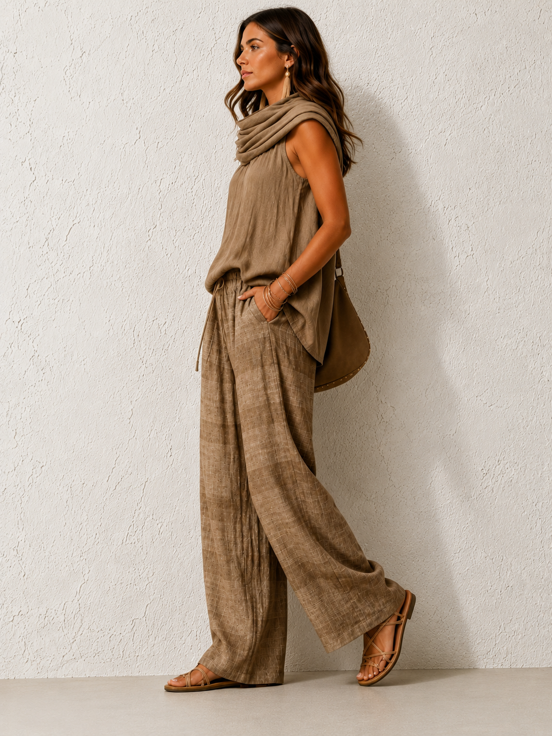 Conjunto Natural Cómodo y Elegante Caqui