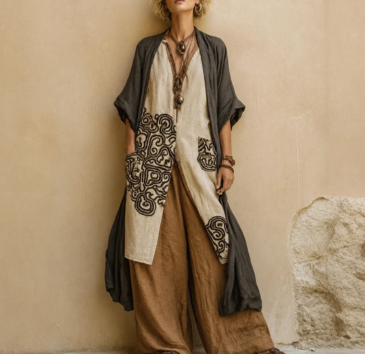 Selma Conjunto Bohemio de Tres Piezas con Estampado Geométrico