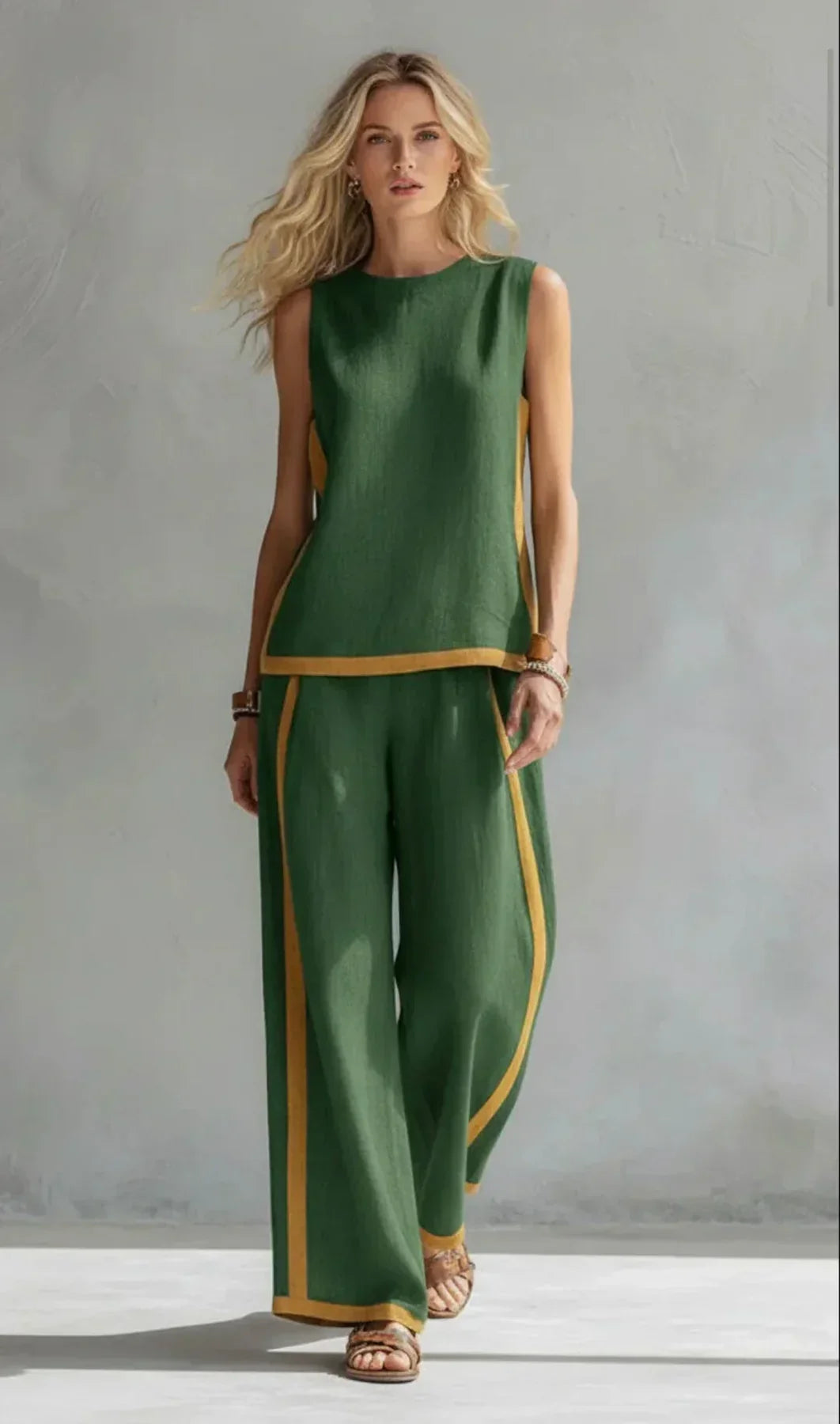 Coralina Conjunto Elegante de Dos Piezas con Chaleco y Pantalón Bicolor