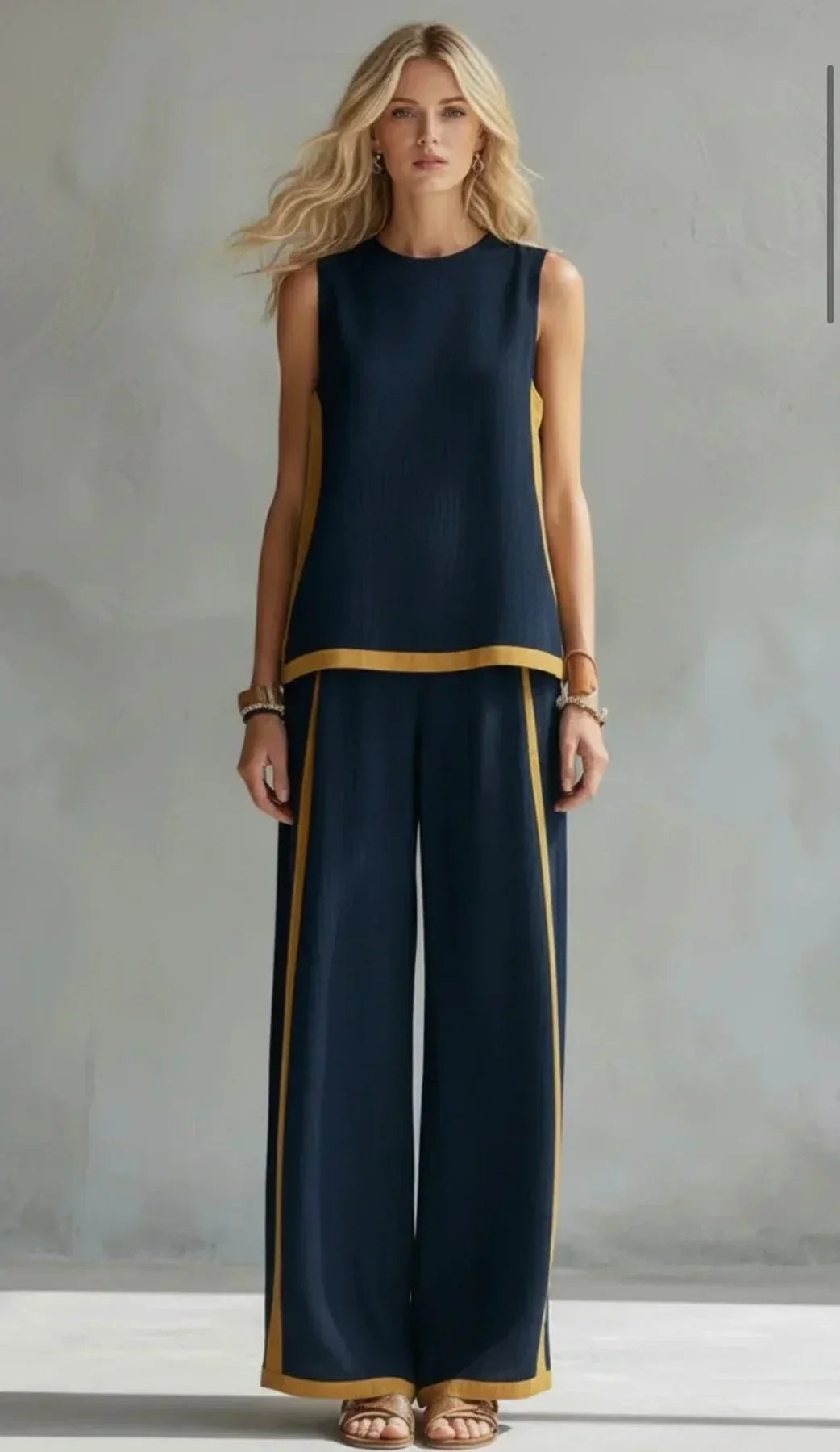 Coralina Conjunto Elegante de Dos Piezas con Chaleco y Pantalón Bicolor