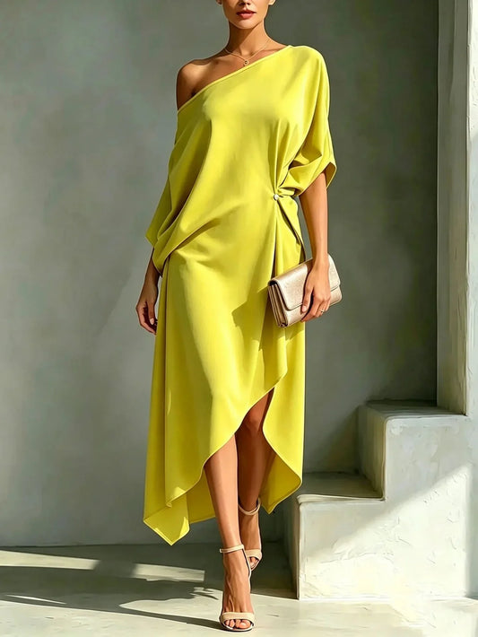 Belén Vestido Elegante de Diseño Asimétrico