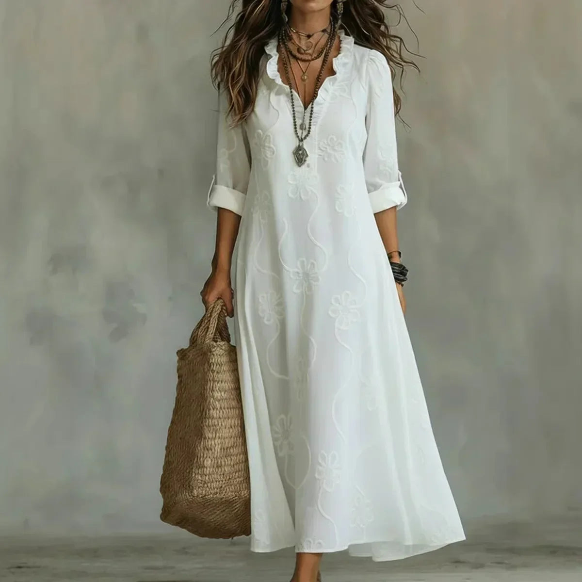 Liana Vestido Maxi Floral de Estilo Bohemio