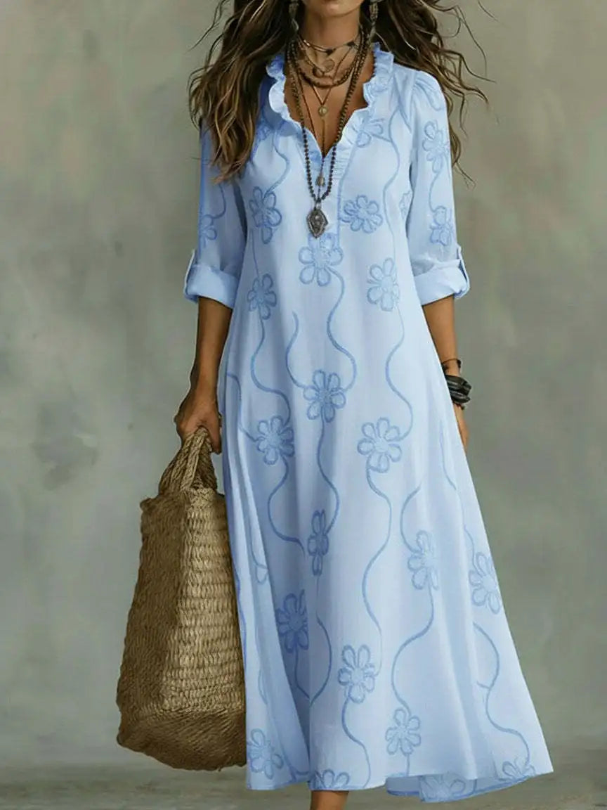 Liana Vestido Maxi Floral de Estilo Bohemio