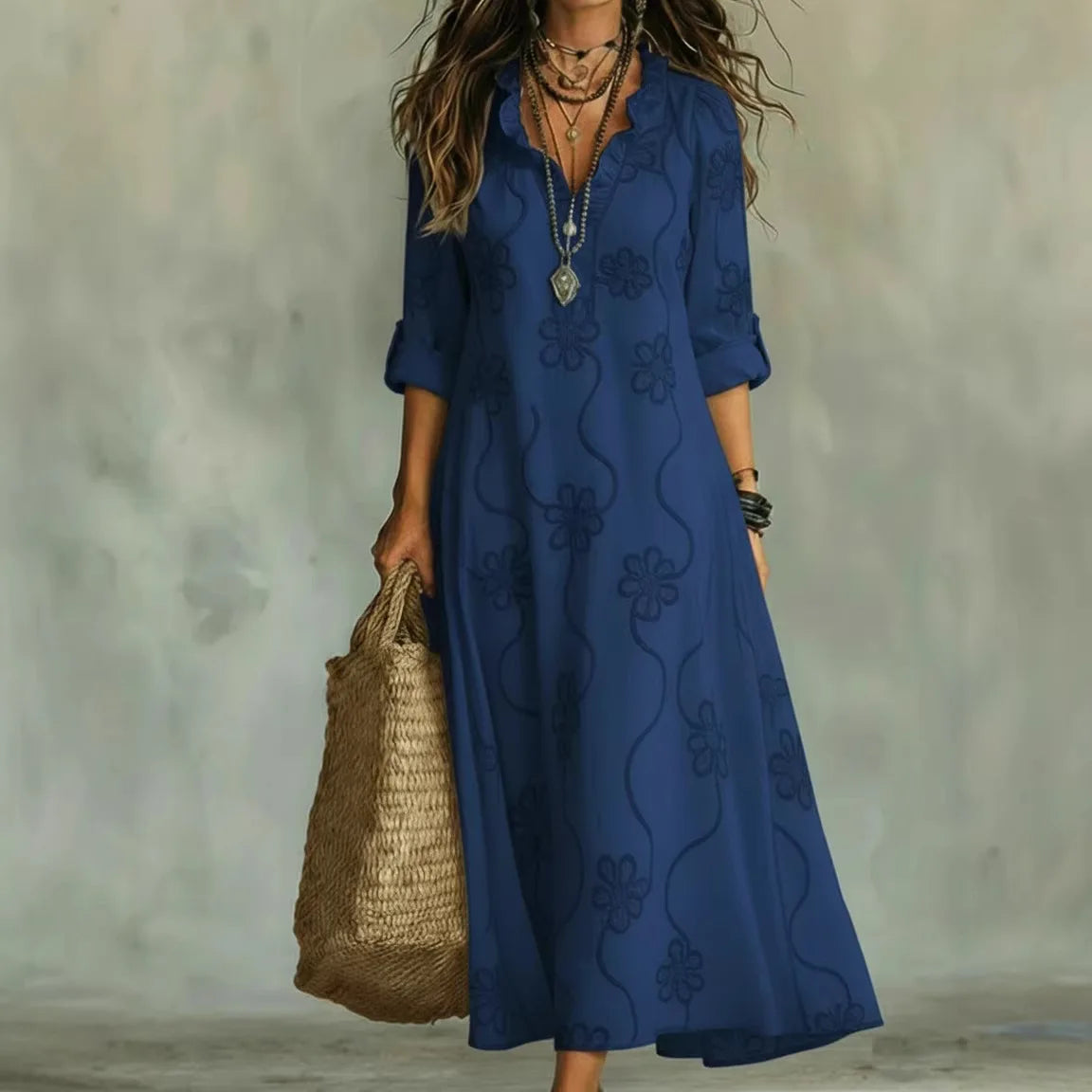 Liana Vestido Maxi Floral de Estilo Bohemio
