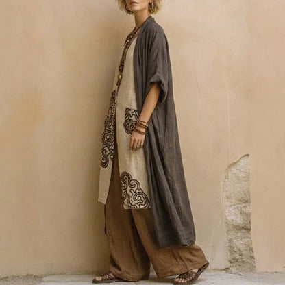 Selma Conjunto Bohemio de Tres Piezas con Estampado Geométrico