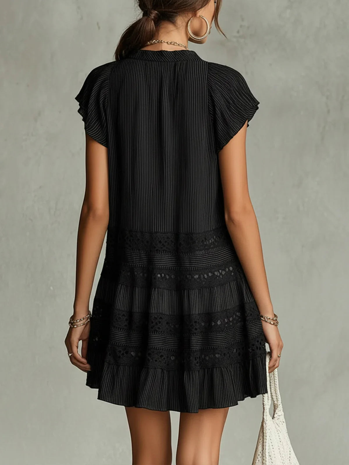 Gala Vestido Mini de Chiffon con Encaje y Volantes
