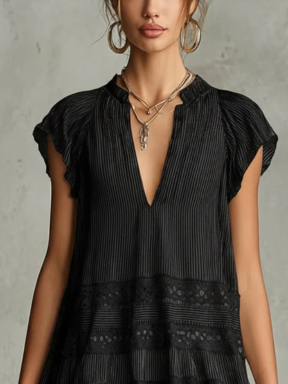 Gala Vestido Mini de Chiffon con Encaje y Volantes