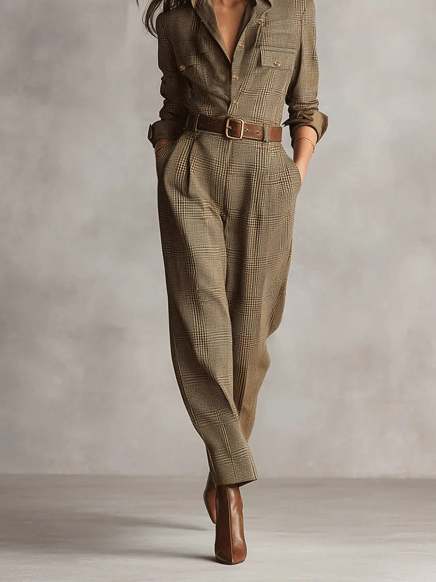 Mono Elegante Estampado a cuadros Monocromático