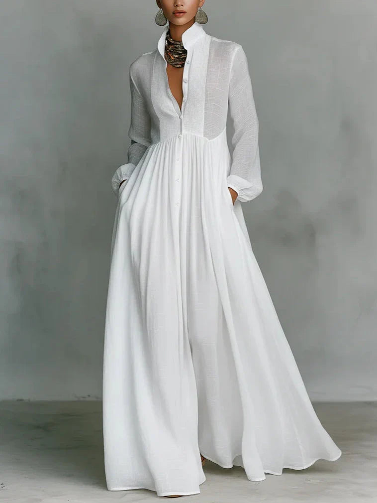 Alma Vestido Maxi Atemporal con Cuello Elegante