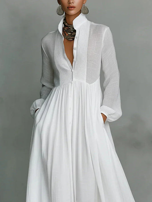 Alma Vestido Maxi Atemporal con Cuello Elegante