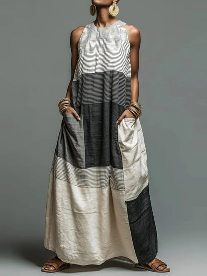 Vera Vestido Maxi Color Block