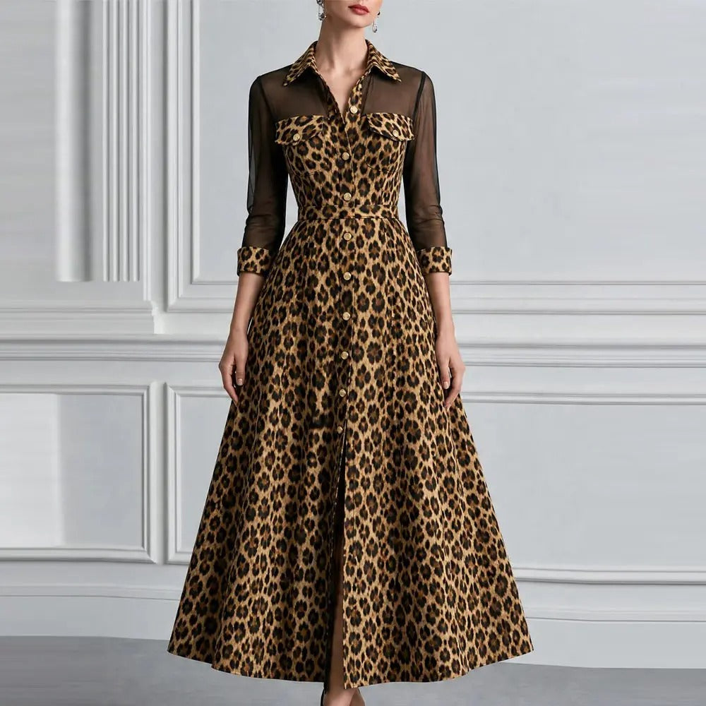 Noa Vestido Maxi de Tul Animal Print