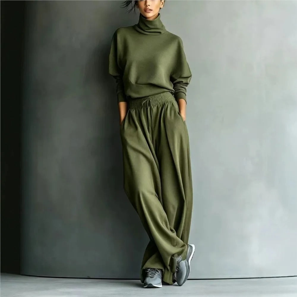 Cornelia Conjunto De Cuello Alto Y Pantalón Holgado