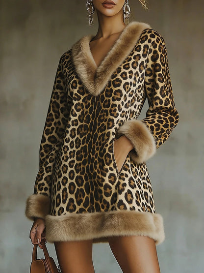Valentina Vestido Mini con Estampado Animal Print