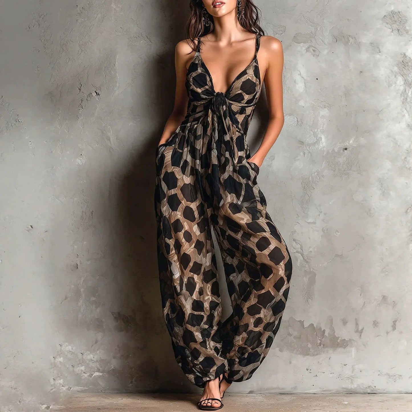 Gabriela Mono Animal Print de Pierna Ancha