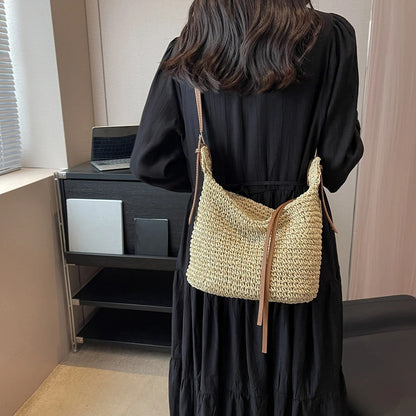 Vera Bolso de Rafia Tejida con Bandolera para Verano