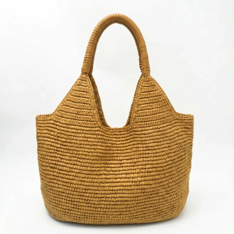 Catalina Bolso Tote de Rafia Tejida de Gran Capacidad