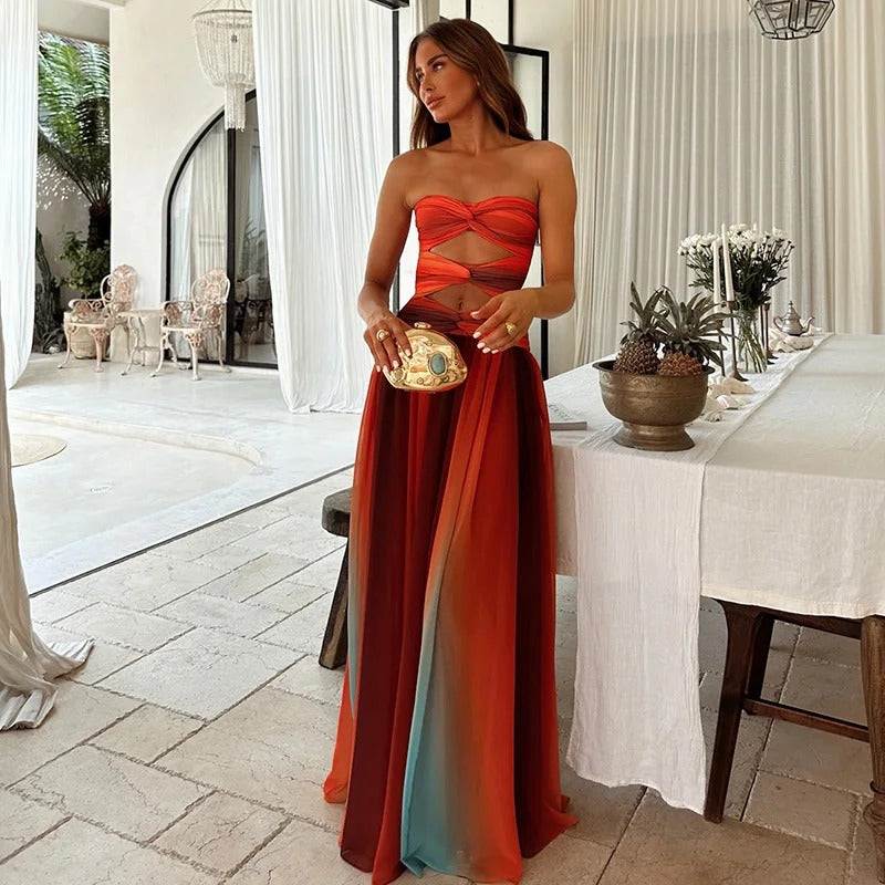 Alba Vestido Maxi Calado con Degradado Tie-Dye