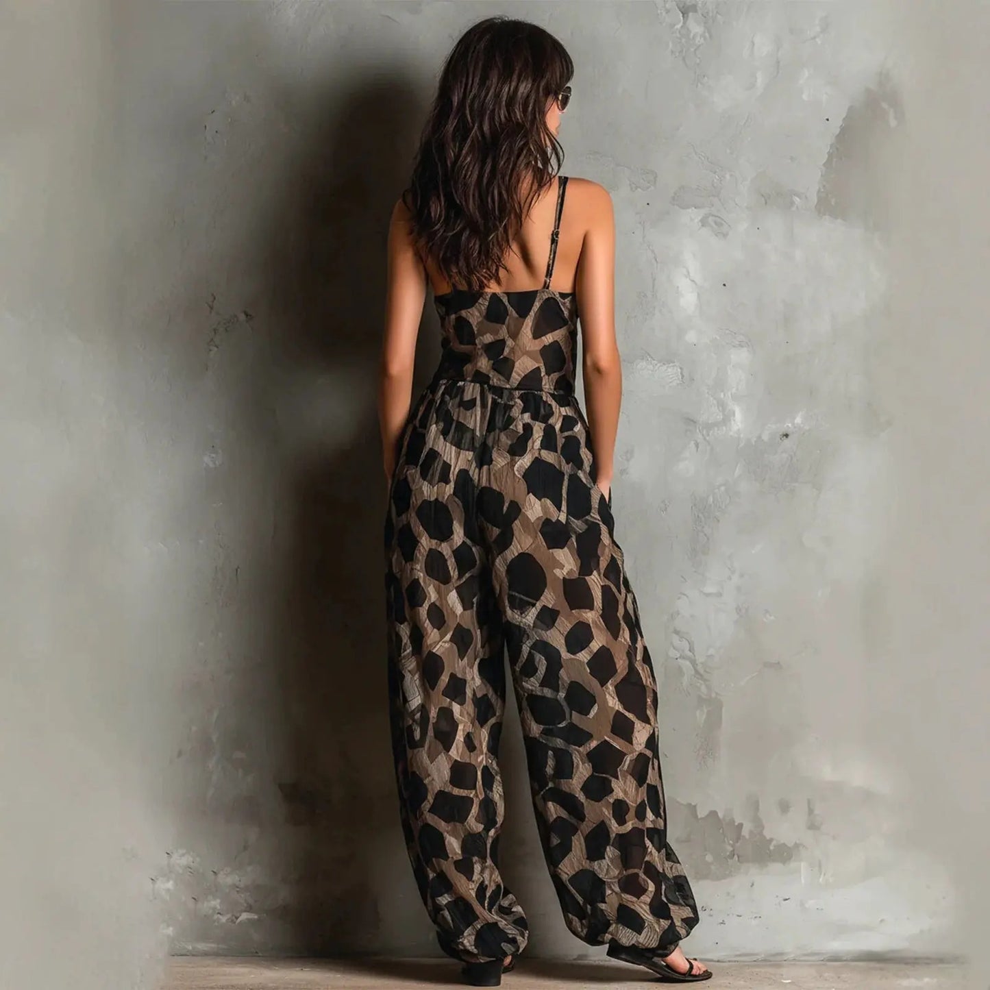 Gabriela Mono Animal Print de Pierna Ancha