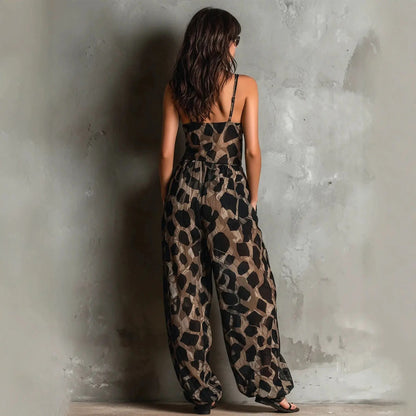 Gabriela Mono Animal Print de Pierna Ancha