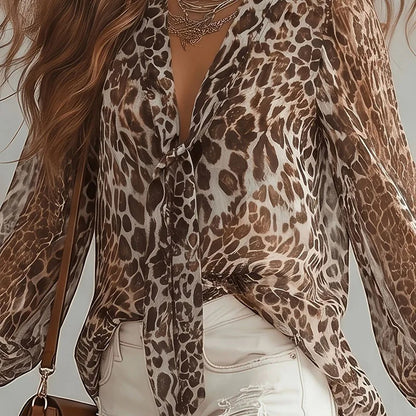 Valeria Blusa Animal Print con Lazo
