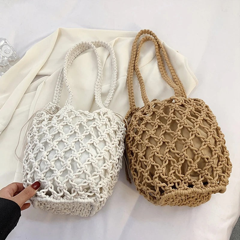 Marina Bolso Tejido con Cordón y Asa de Hombro