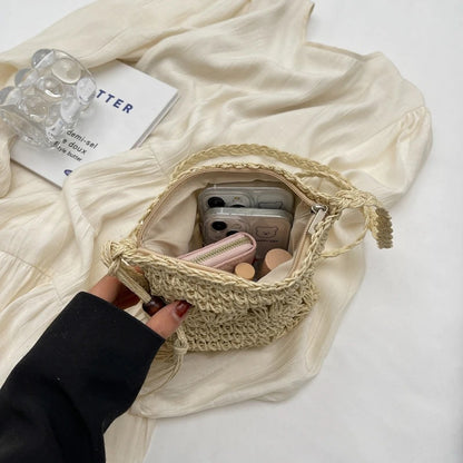 Alma Bolso de Rafia Tejida con Asa Cruzada para Verano