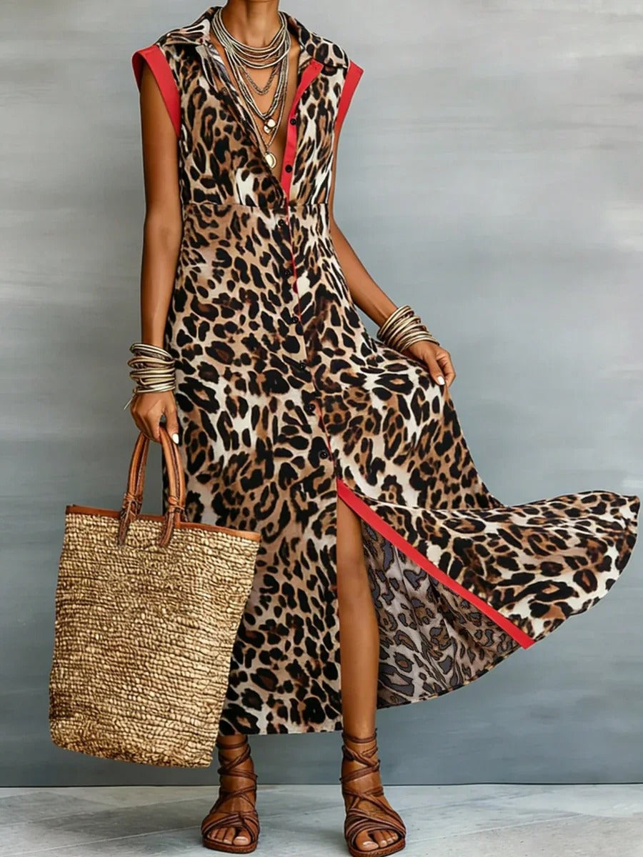 Elisa Vestido Animal Print Maxi