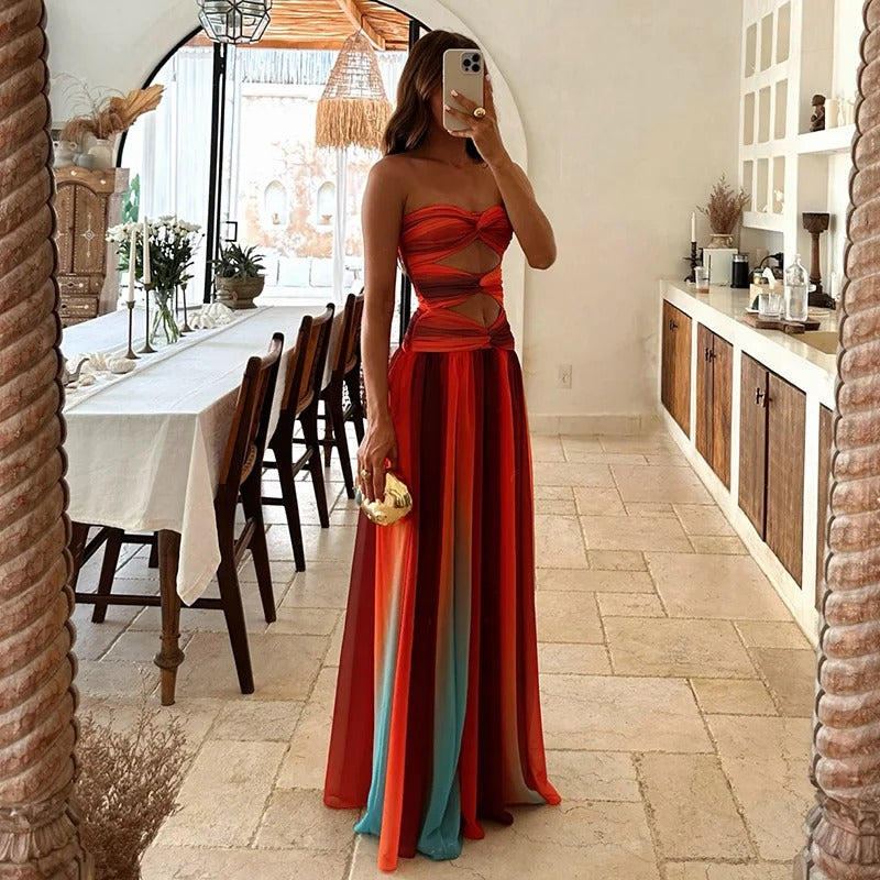 Alba Vestido Maxi Calado con Degradado Tie-Dye