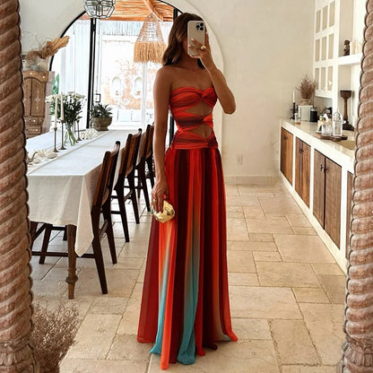 Alba Vestido Maxi Calado con Degradado Tie-Dye