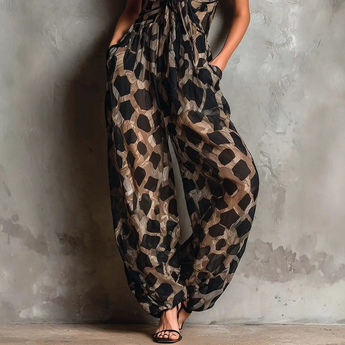 Gabriela Mono Animal Print de Pierna Ancha