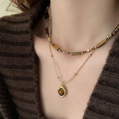 Kaia Collar Doble Capa con Ojo de Tigre