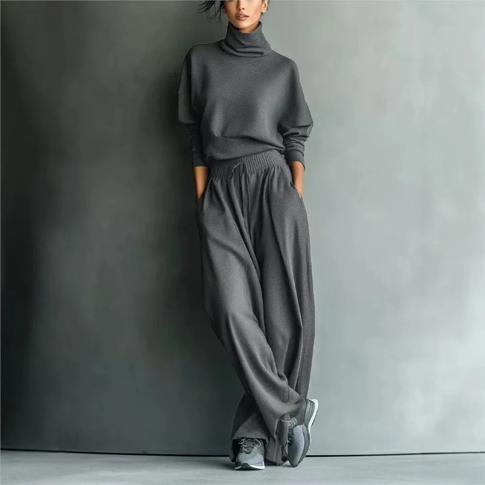 Cornelia Conjunto De Cuello Alto Y Pantalón Holgado