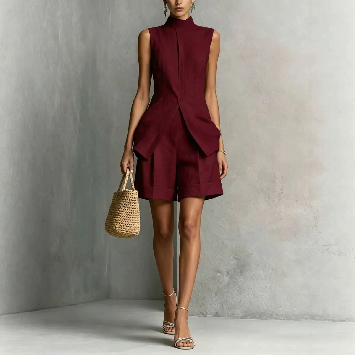 Alaia Conjunto de Chaleco Elegante y Pantalón Corto