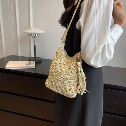 Alma Bolso de Rafia Tejida con Asa Cruzada para Verano