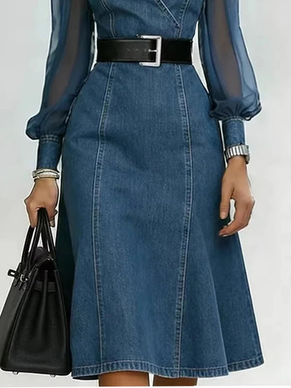 Cesarina vestido vaquero con mangas transparentes