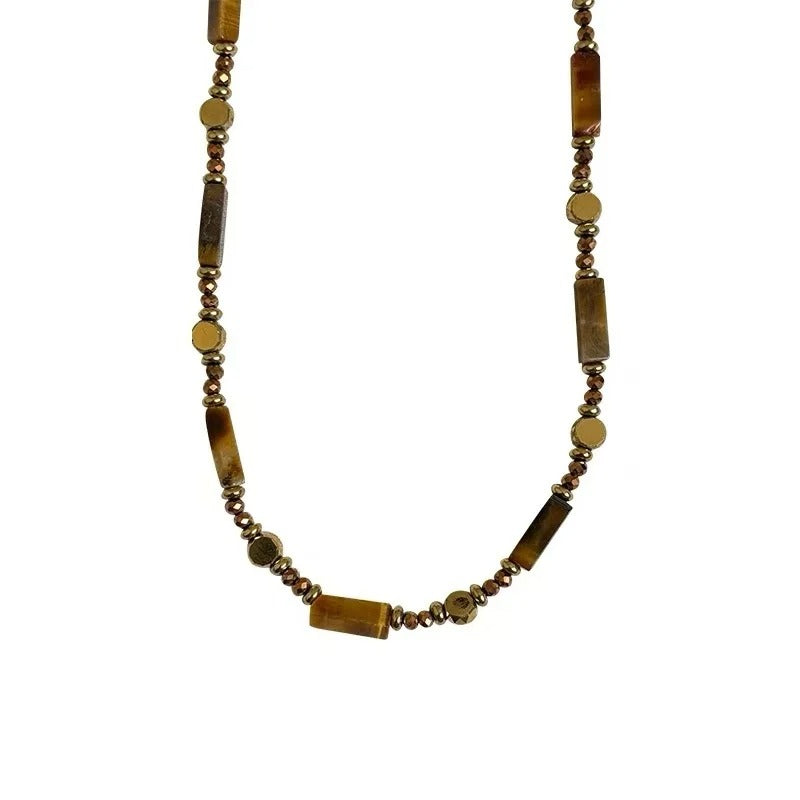 Kaia Collar Doble Capa con Ojo de Tigre