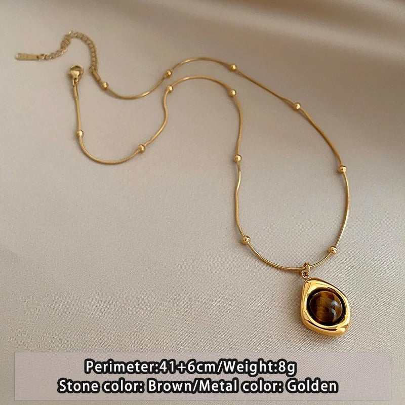 Kaia Collar Doble Capa con Ojo de Tigre