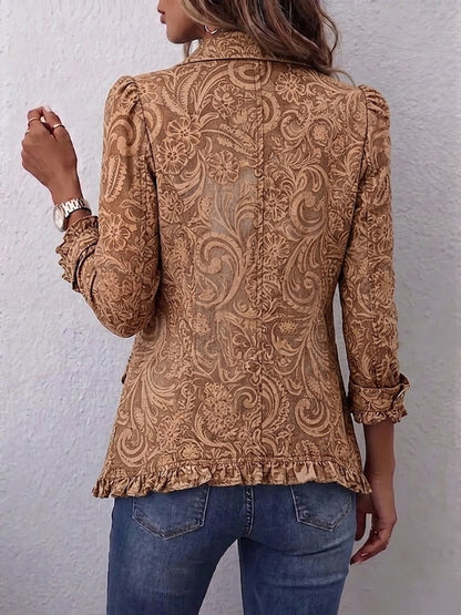Concepción Chaqueta Floral Vintage con Volantes