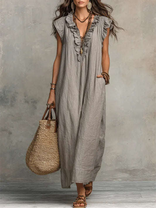 Camelia Vestido Maxi Bohemio con Escote en V