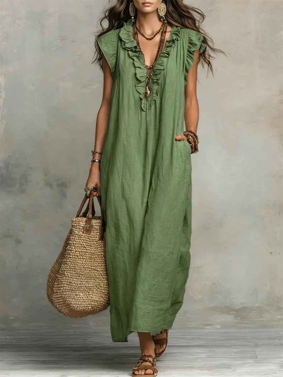 Camelia Vestido Maxi Bohemio con Escote en V