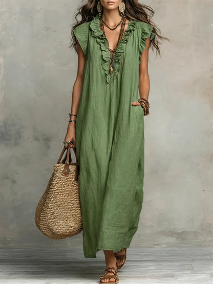 Camelia Vestido Maxi Bohemio con Escote en V
