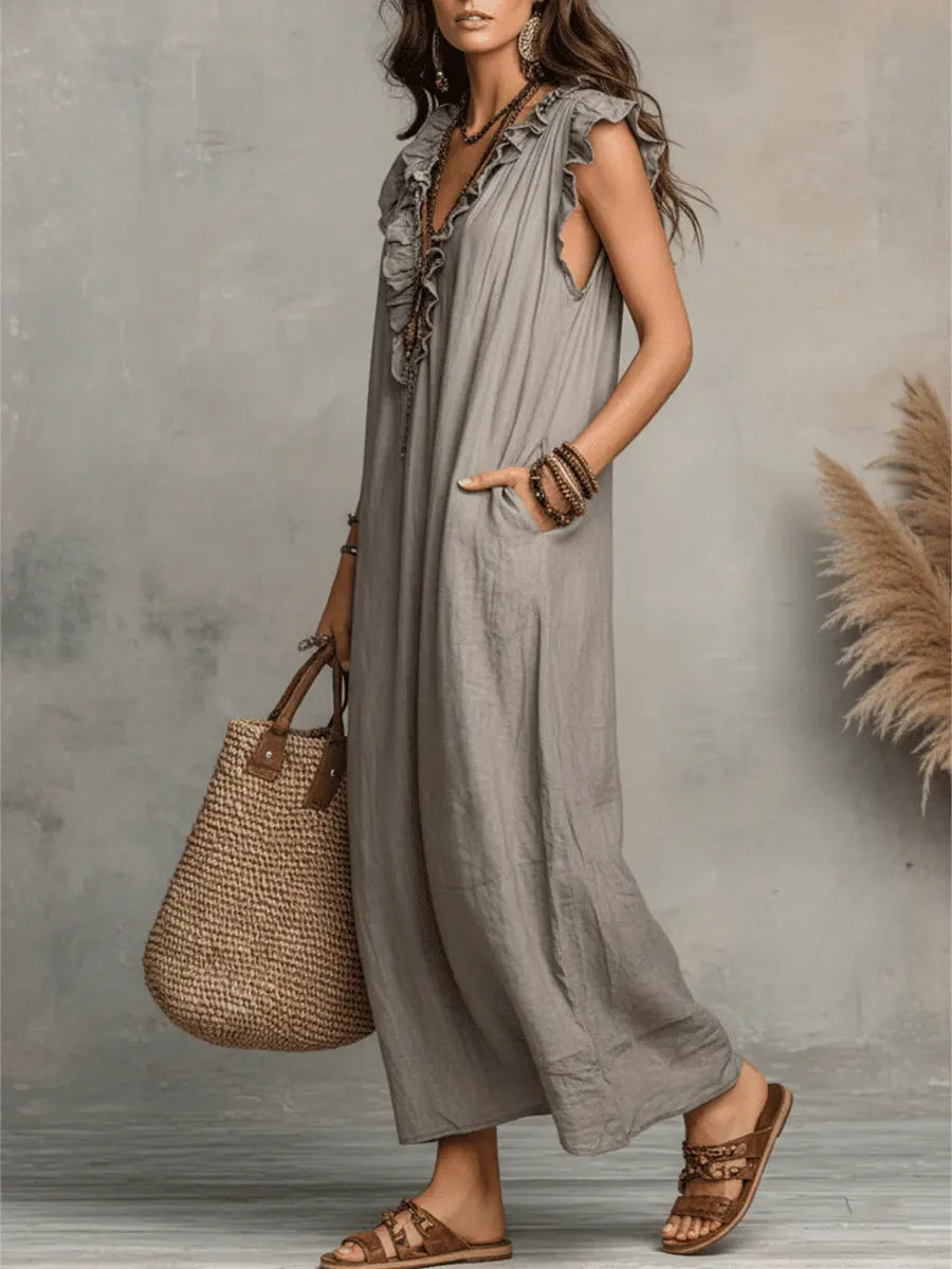 Camelia Vestido Maxi Bohemio con Escote en V