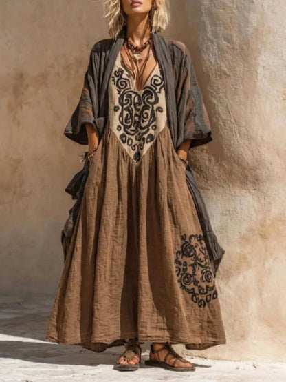 Tania Conjunto Bohemio de Dos Piezas con Estampado Artístico
