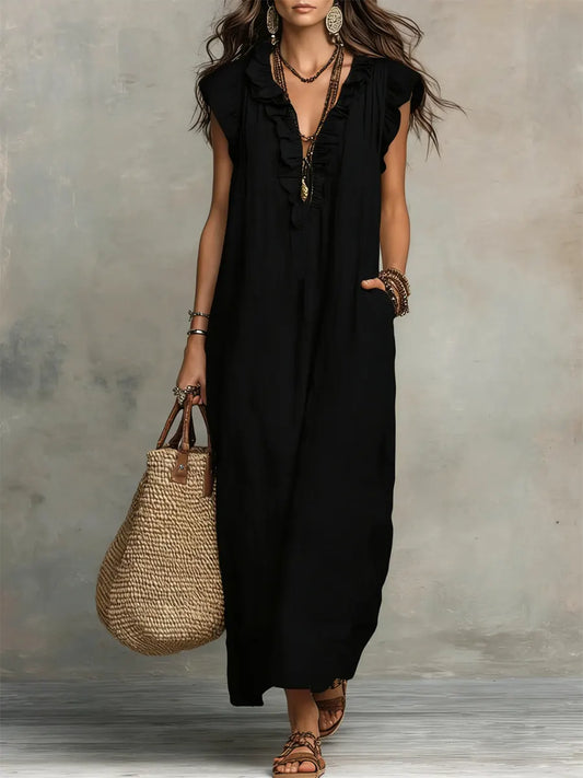 Olimpia Vestido Maxi Bohemio con Escote en V