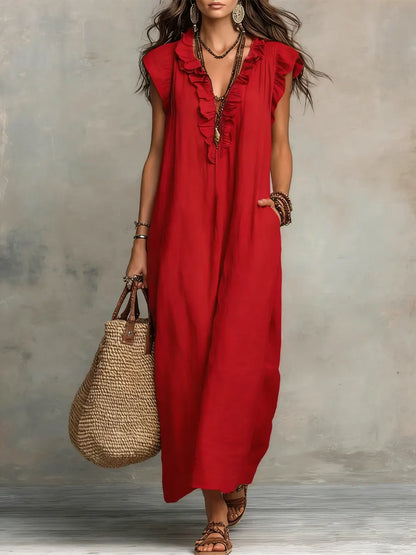 Camelia Vestido Maxi Bohemio con Escote en V